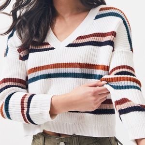 LA hearts stripe v-neck pullover sweater